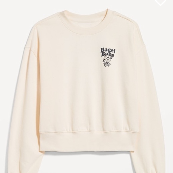 NWT OLD NAVY SoComfy Crop Sweatshirt Color  Creme De La Creme Size Large - Picture 2 of 3